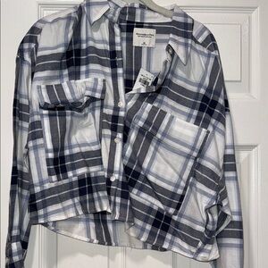 Abercrombie & Fitch Navy and Cream Plaid Shirt